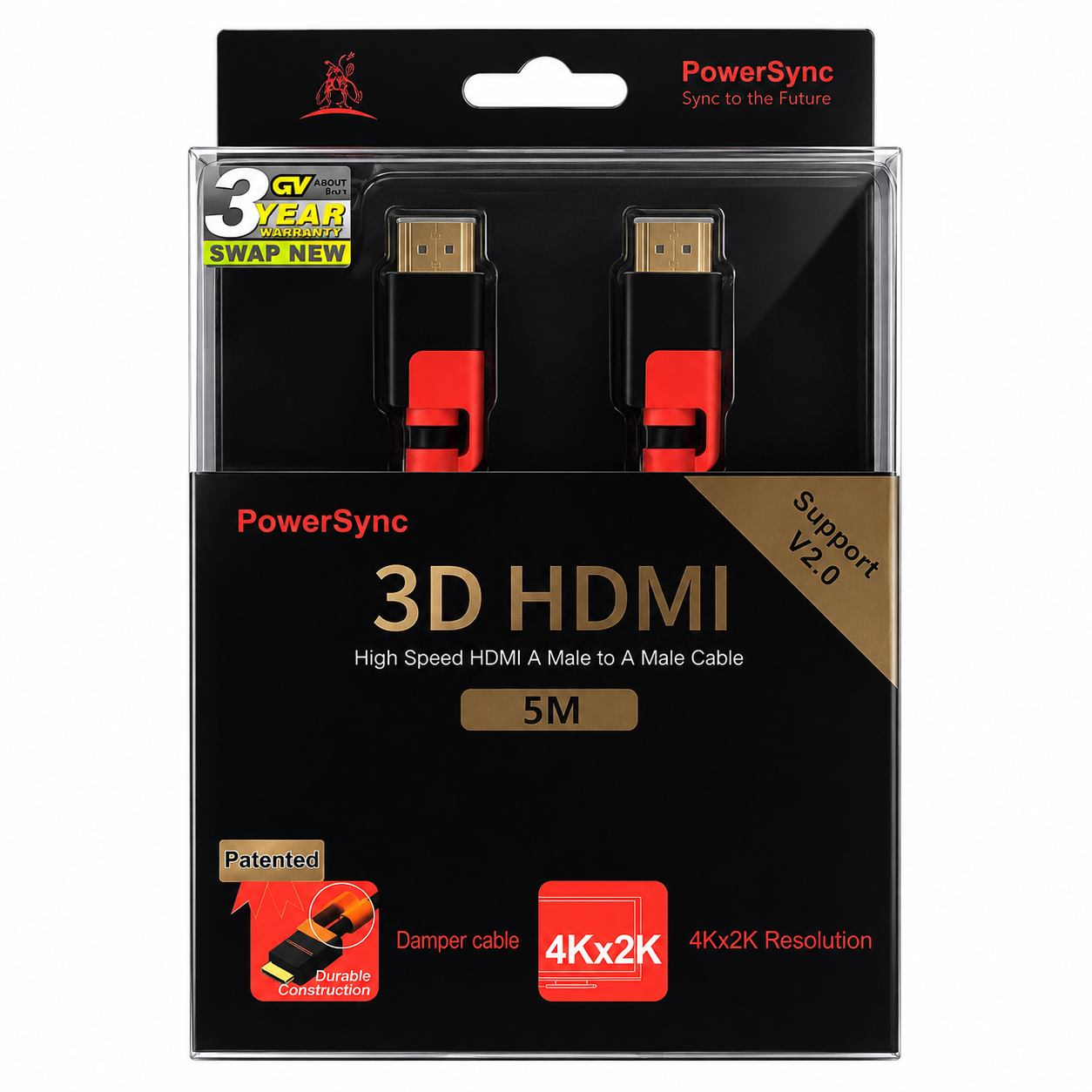 Cable HDMI 4K M/M (5M) V2.0 Gold POWERSYNC