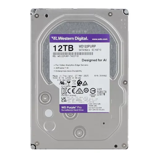 WD PURPLE PRO HDD 3.5" INCH - 12TB (WD122PURP-5YEAR)