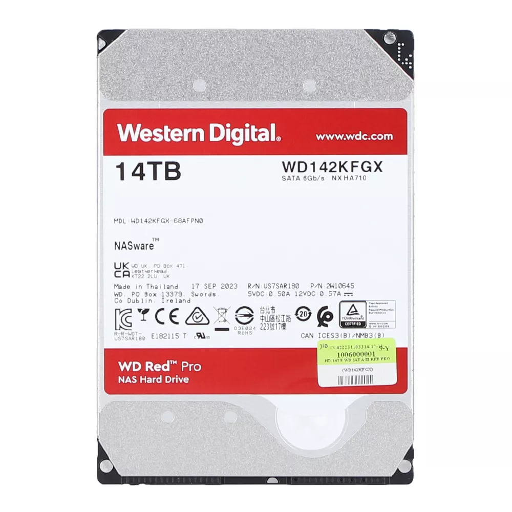 WD RED NAS PRO HDD 3.5" INCH - 14TB(WD142KFGX-5YEAR)