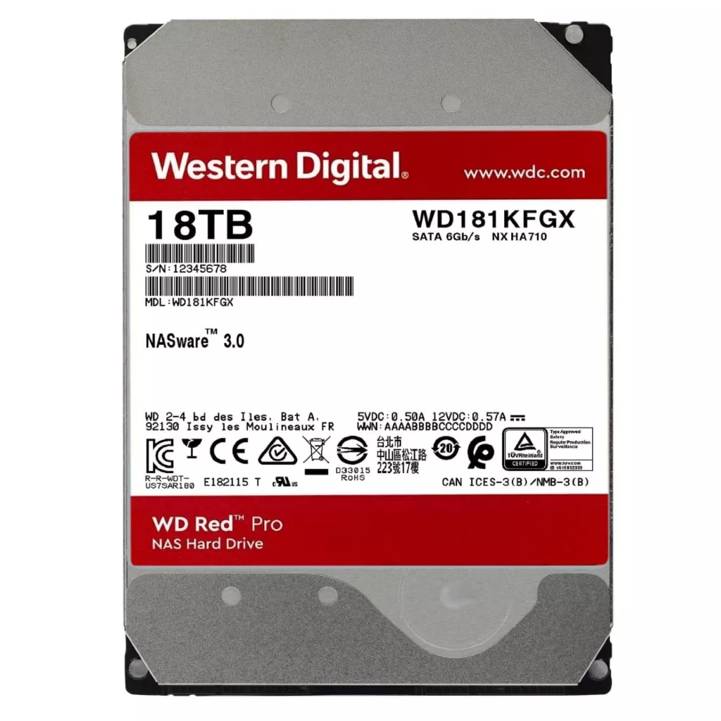 WD Red Pro NAS - 18TB(WD181KFGX-5YEAR)