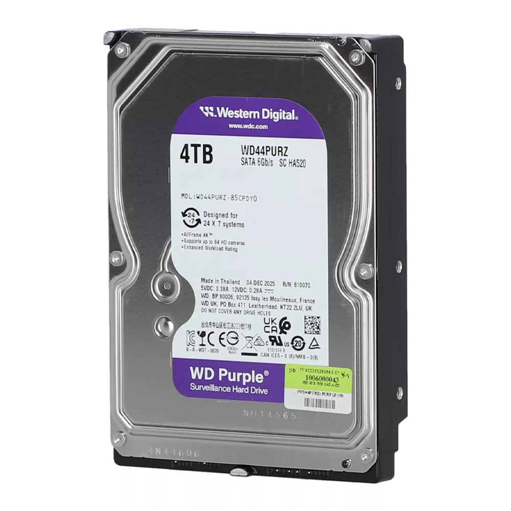 WD PURPLE HDD AV - 4TB(WD44PURZ-3YEAR)