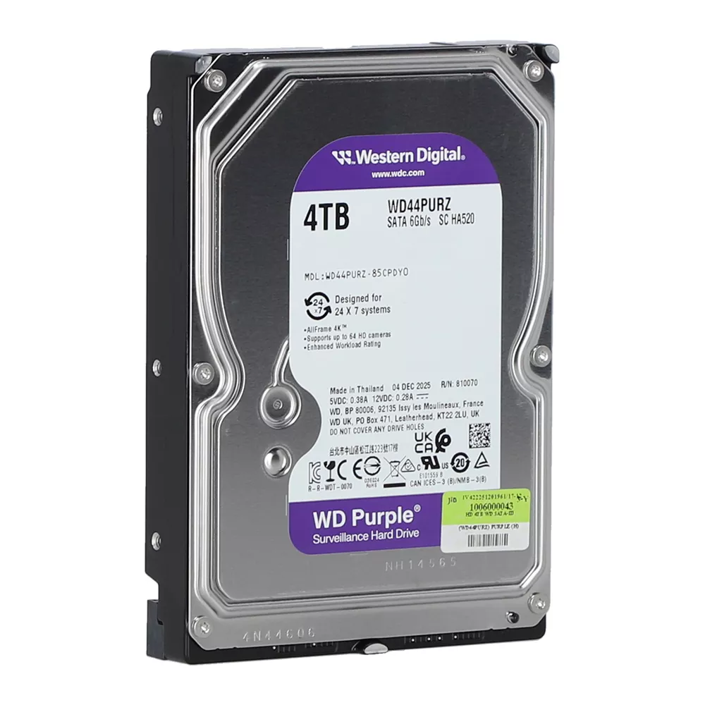 WD PURPLE HDD AV - 4TB(WD44PURZ-3YEAR)