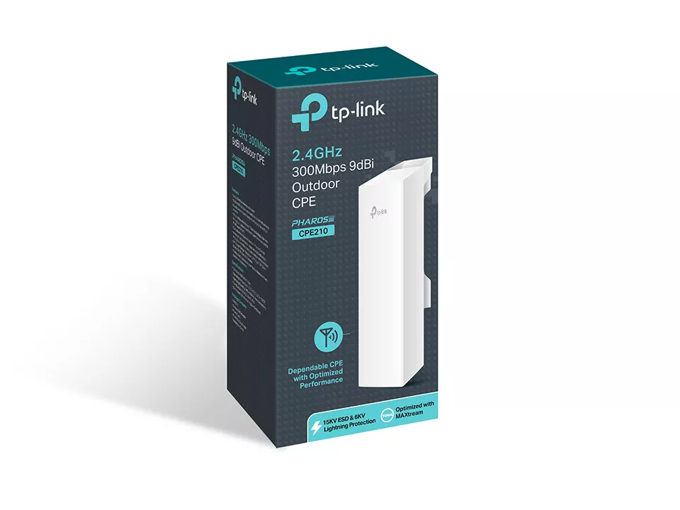 Omada Outdoor CPE Pharos 2.4GHz 300Mbps 9dBi 1-Port Fast Ethernet (CPE210)