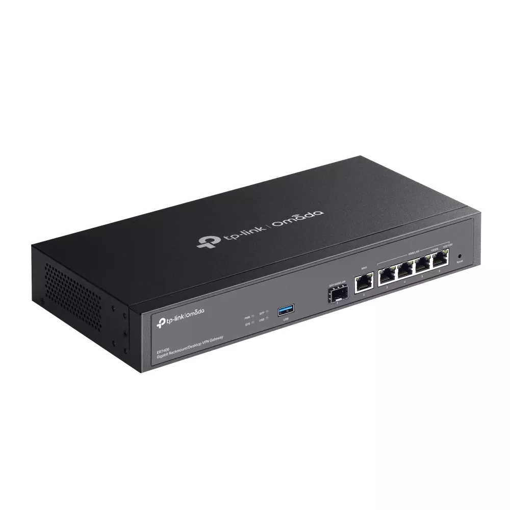 Omada VPN Gateway 6-Port Gigabit 1×SFP 1×USB 3.0 Rackmount (ER7406)