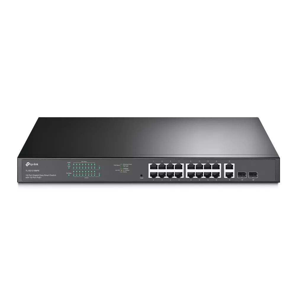 Omada PoE+ Easy Smart Switch 18-Port Gigabit 16-Port PoE+ 2×SFP 250W Rackmount (TL-SG1218MPE)