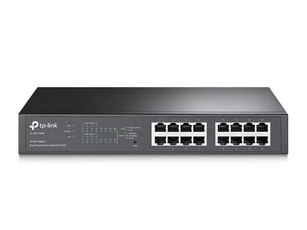 Omada PoE+ Easy Smart Switch 16-Port Gigabit 8-Port PoE+ 150W Rackmount (TL-SG1016PE)