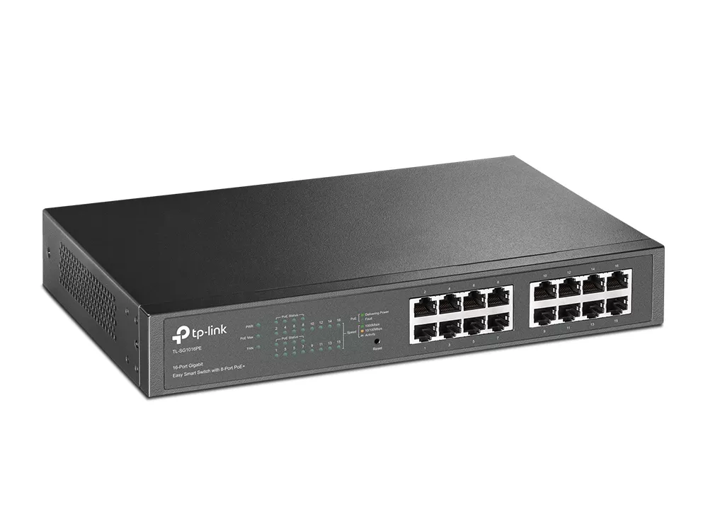Omada PoE+ Easy Smart Switch 16-Port Gigabit 8-Port PoE+ 150W Rackmount (TL-SG1016PE)