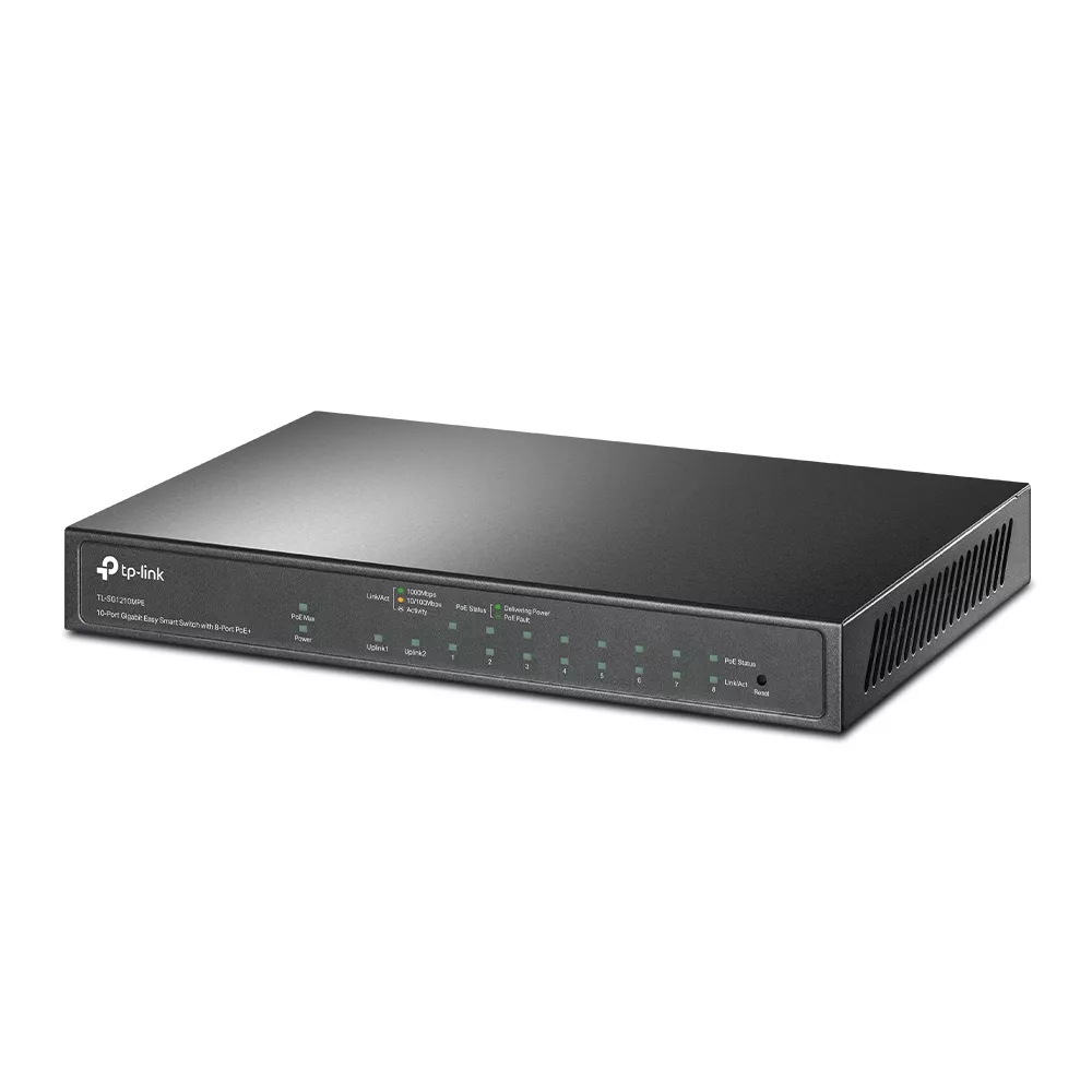 Omada PoE+ Easy Smart Switch 10-Port Gigabit 8-Port PoE+ 123W Fanless (TL-SG1210MPE)
