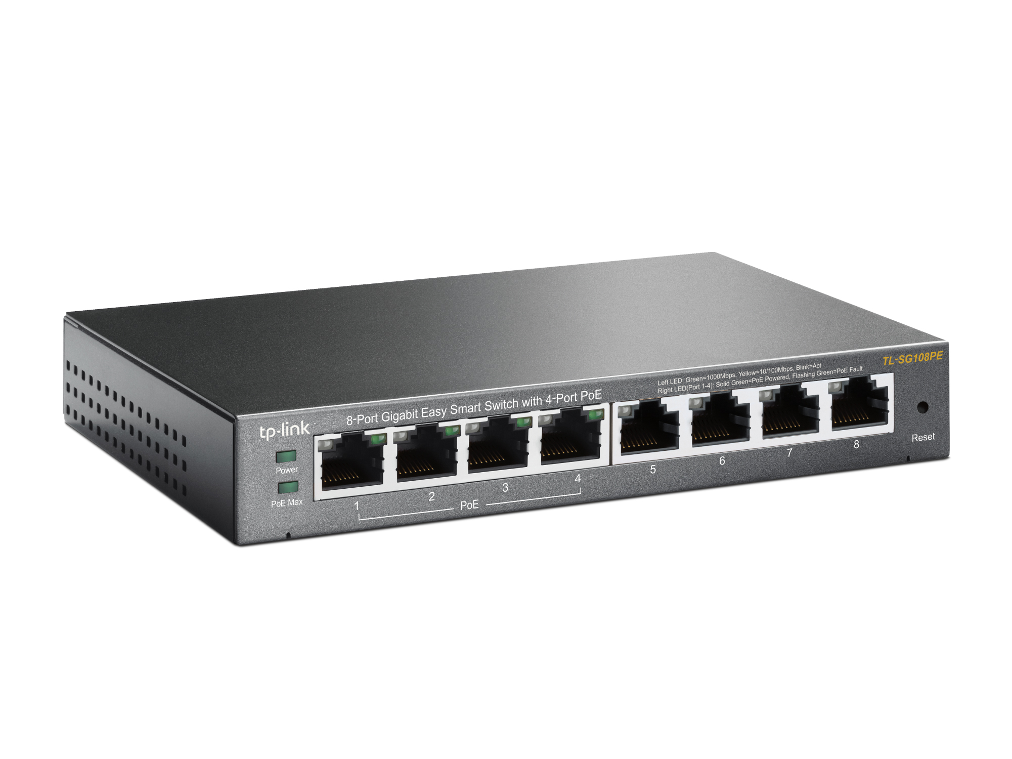 Omada PoE+ Easy Smart Switch 8-Port Gigabit 4-Port PoE+ 64W Fanless (TL-SG108PE)
