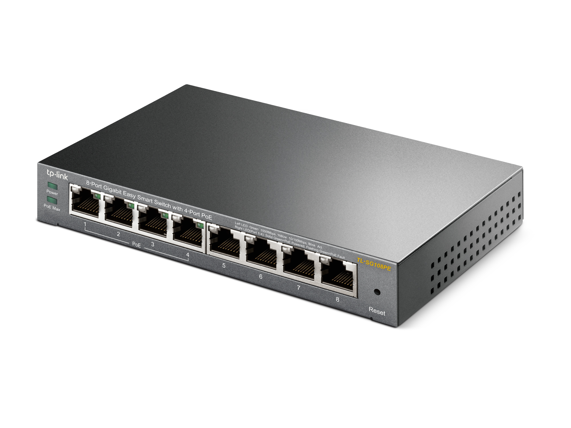 Omada PoE+ Easy Smart Switch 8-Port Gigabit 4-Port PoE+ 64W Fanless (TL-SG108PE)