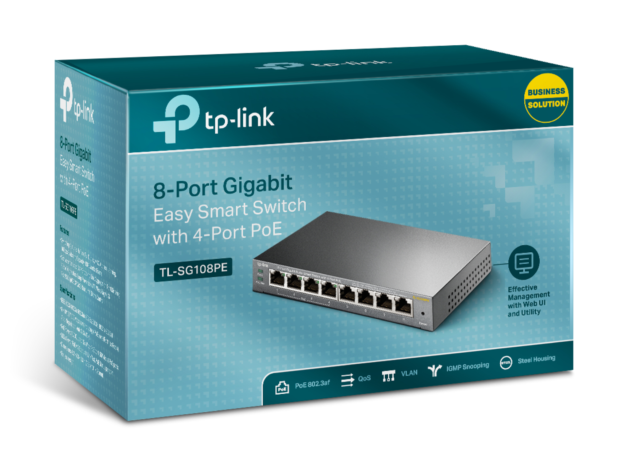Omada PoE+ Easy Smart Switch 8-Port Gigabit 4-Port PoE+ 64W Fanless (TL-SG108PE)