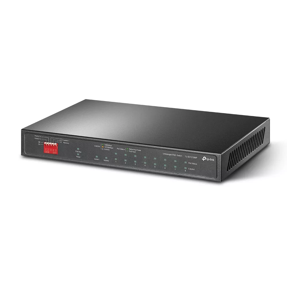Omada PoE+ Switch 10-Port Gigabit 8-Port PoE+ 123W Fanless (TL-SG1210MP)