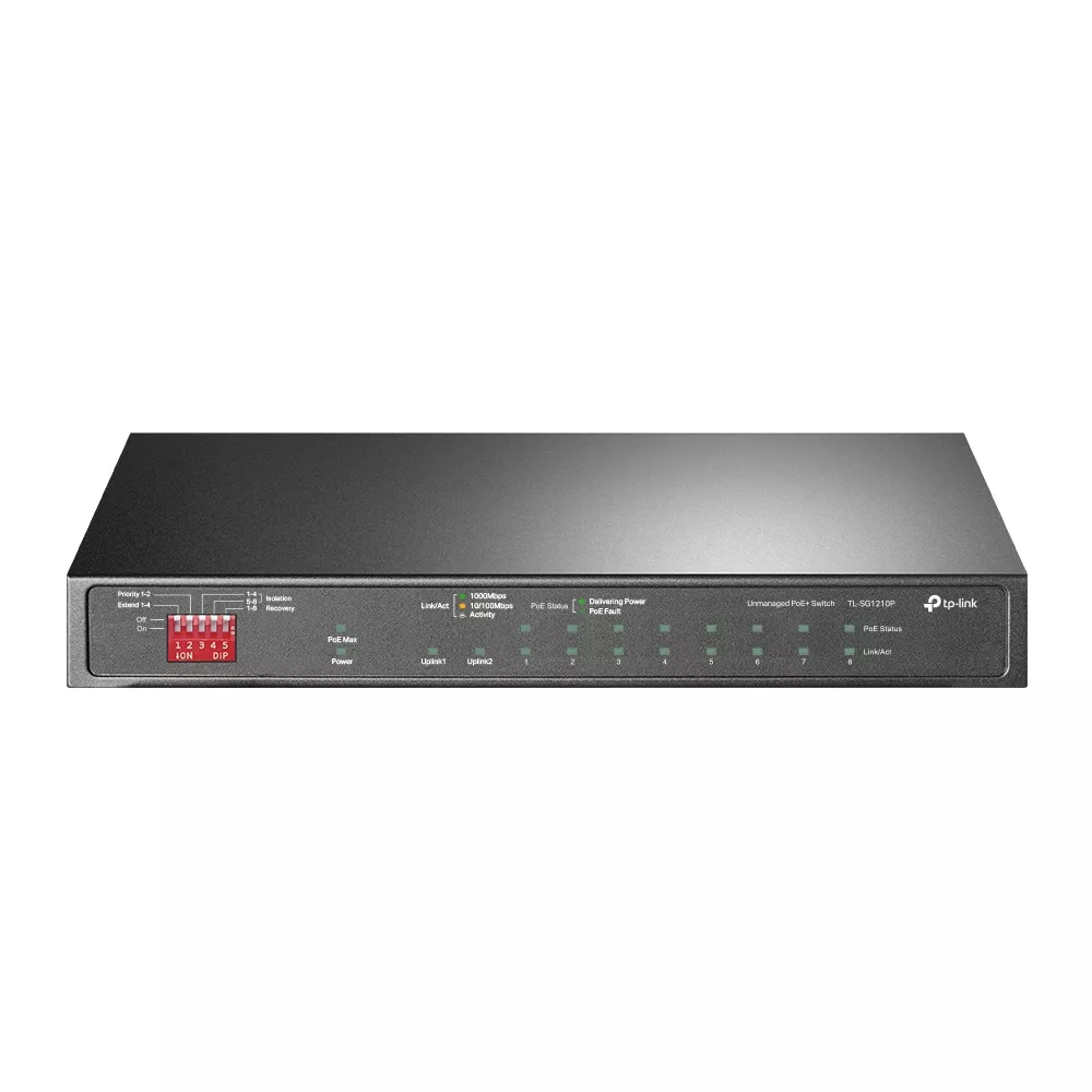 Omada PoE+ Switch 10-Port Gigabit 8-Port PoE+ 63W 1×SFP Fanless (TL-SG1210P)
