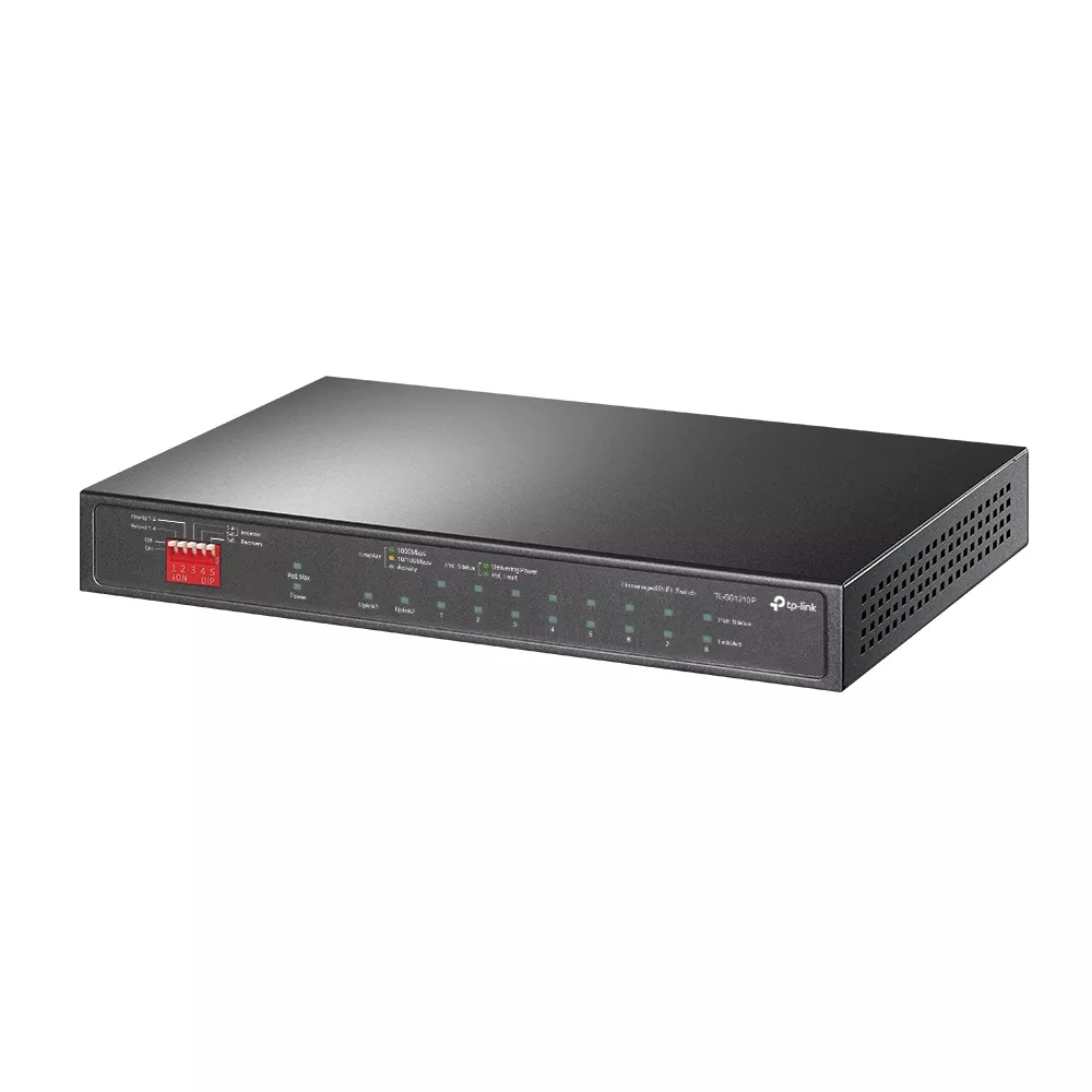 Omada PoE+ Switch 10-Port Gigabit 8-Port PoE+ 63W 1×SFP Fanless (TL-SG1210P)
