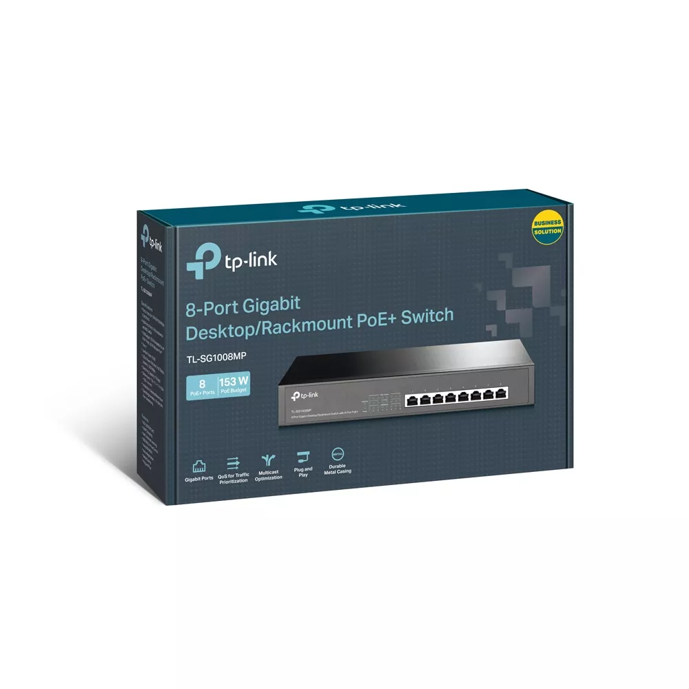 Omada PoE+ Switch 8-Port Gigabit 8-Port PoE+ 153W Rackmount (TL-SG1008MP)