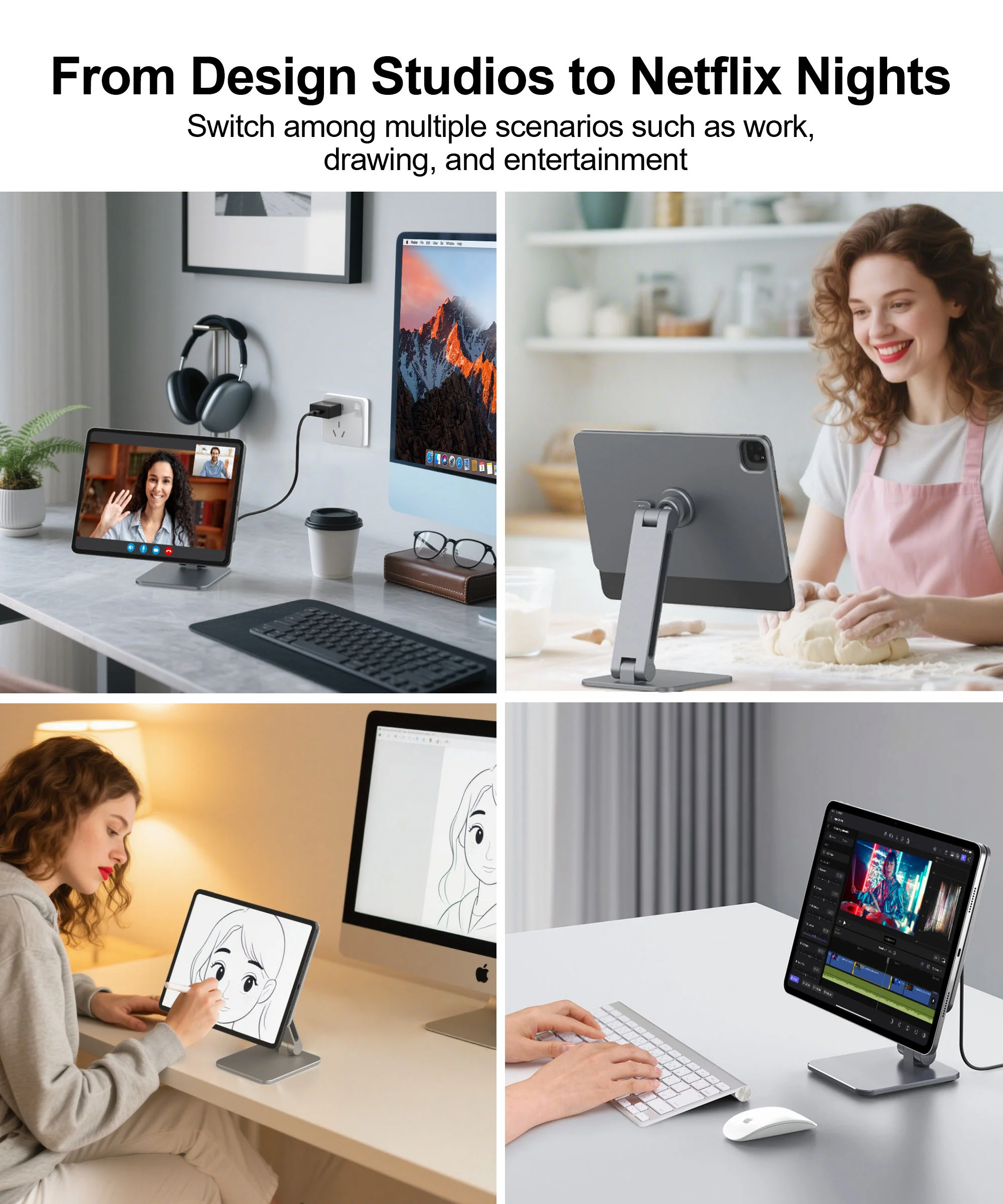 Yicosun Magnetic iPad Stand with PIN Point Charging 360° Rotating (B9-3)