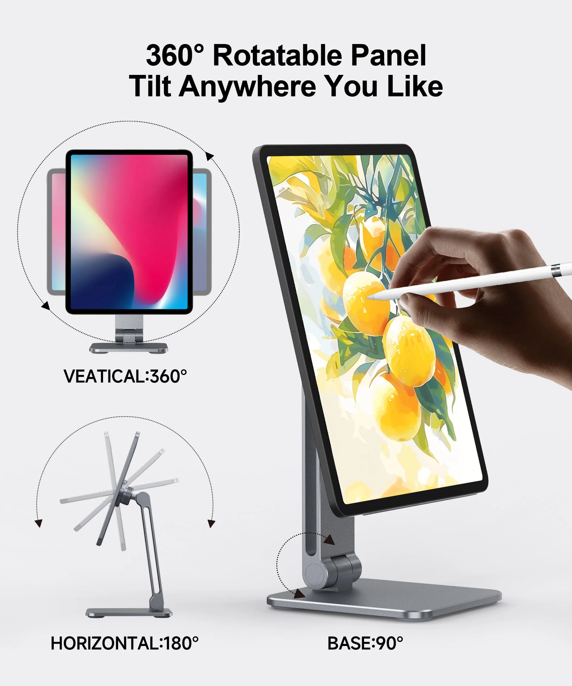 Yicosun Magnetic iPad Stand with PIN Point Charging 360° Rotating (B9-3)