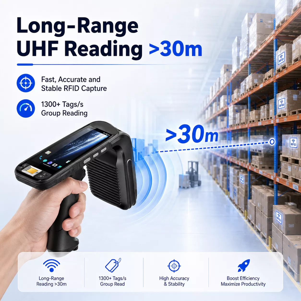 KC Mobile Android 13 UHF RFID Handheld PDA with 2D Barcode Scanner(E710)