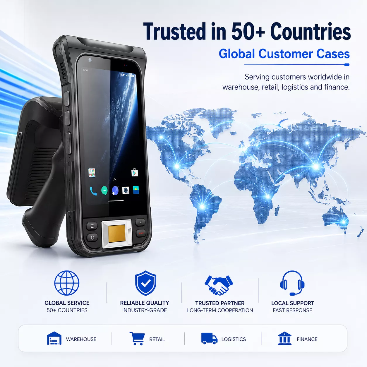 KC Mobile Android 13 UHF RFID Handheld PDA with 2D Barcode Scanner (KC-E710)